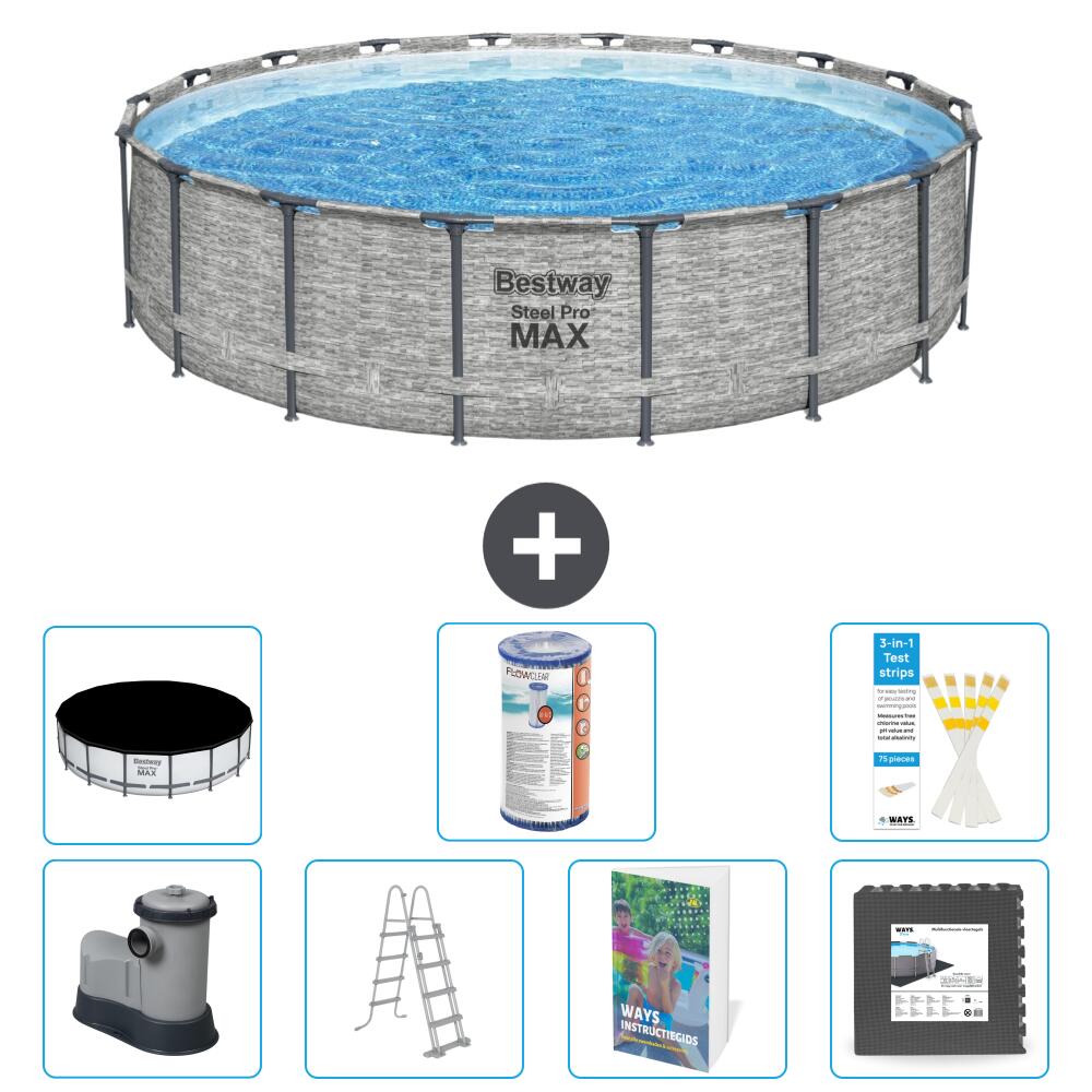 BESTWAY Basen Steel Pro MAX Okrągły - 549x122 cm - 8-częściowy S563
