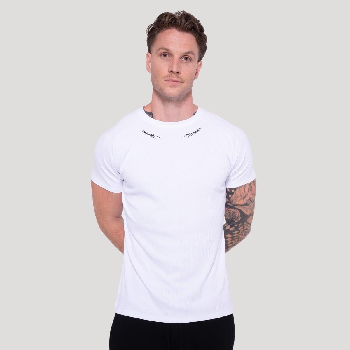 Koszulka męska fitness slim biała Tribal Ribbed