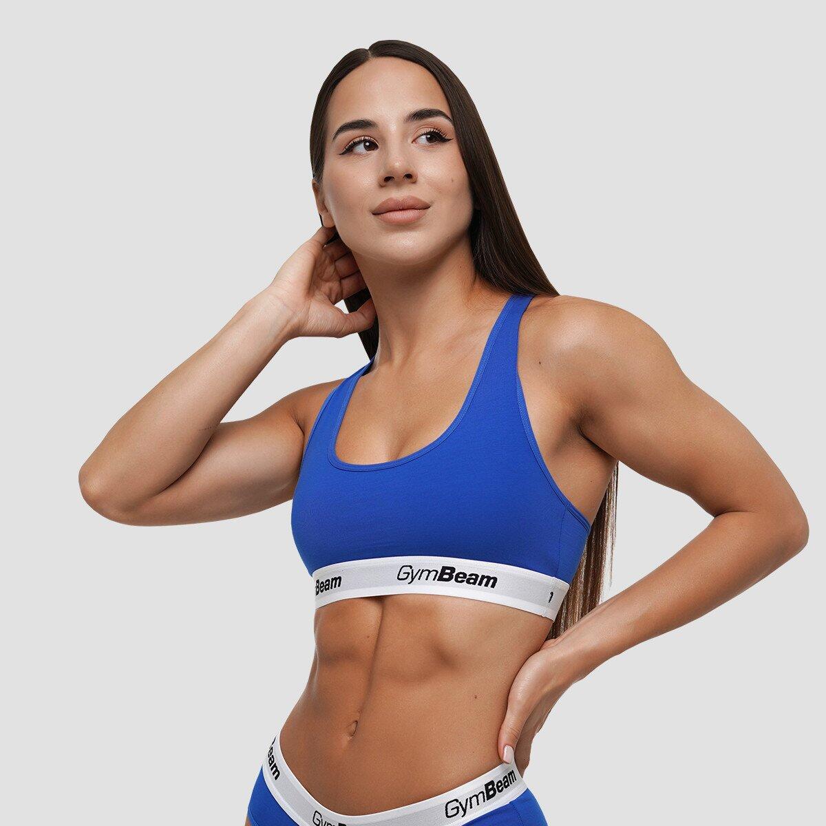 Biustonosz damski fitness z szerokimi ramiączkami niebieski Braletka