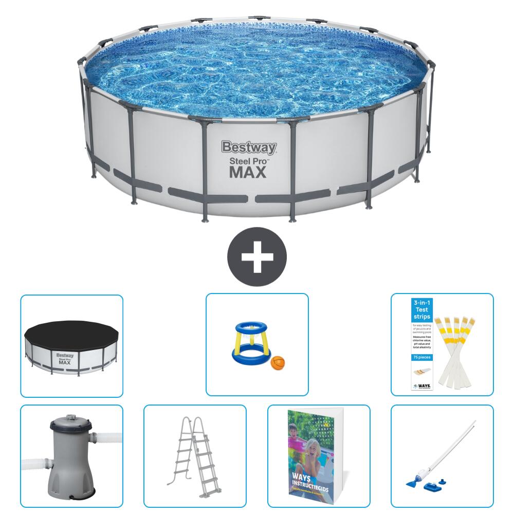 BESTWAY Basen Steel Pro MAX Okrągły - 488x122 cm - 8-częściowy S590