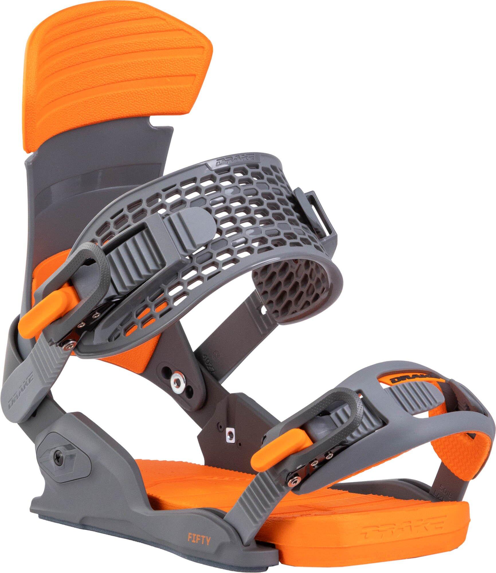 Wiązania snowboardowe DRAKE Fifty, ciemnoszare/pomarańczowe, męskie