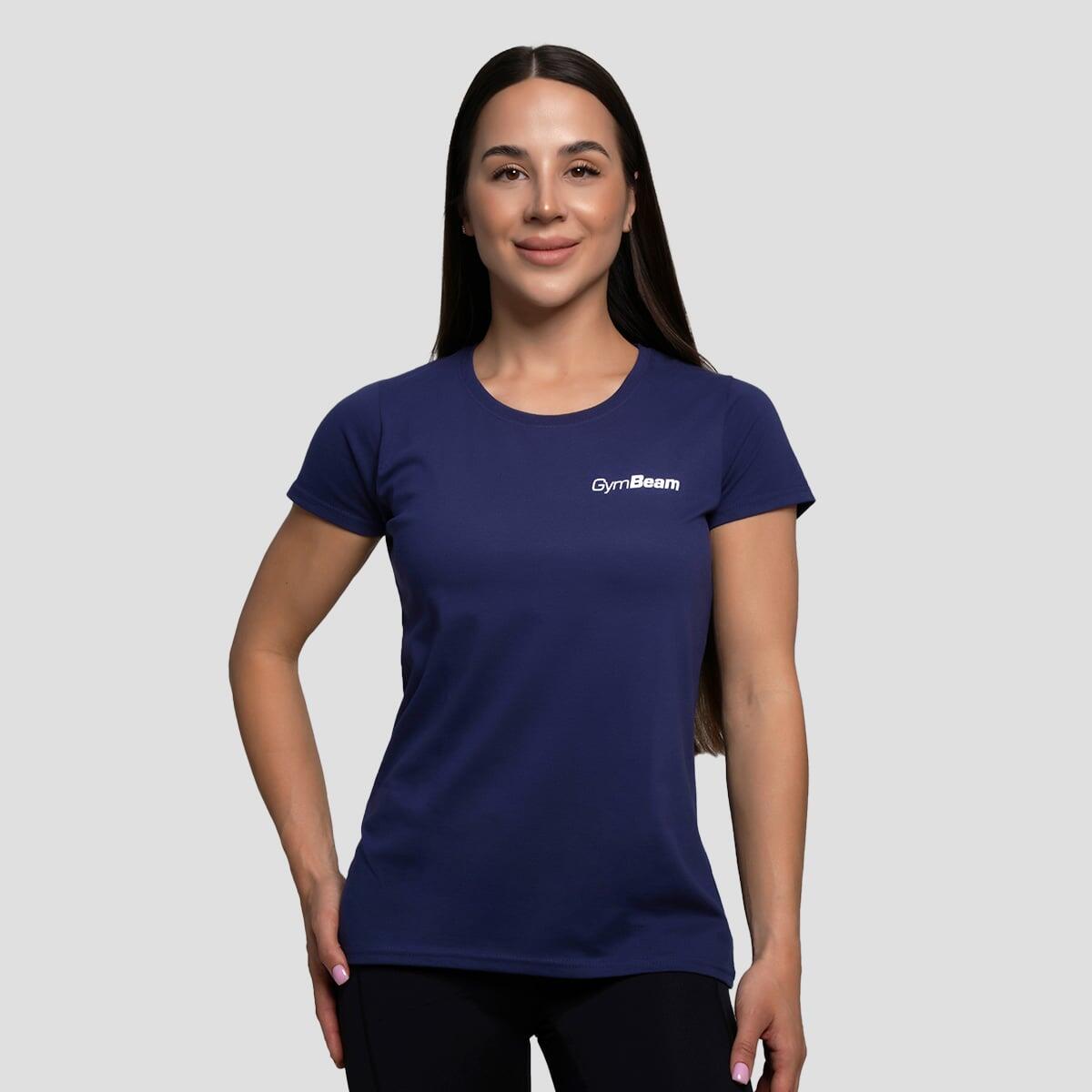 Koszulka damska fitness z krótkim rękawem granatowa Basic