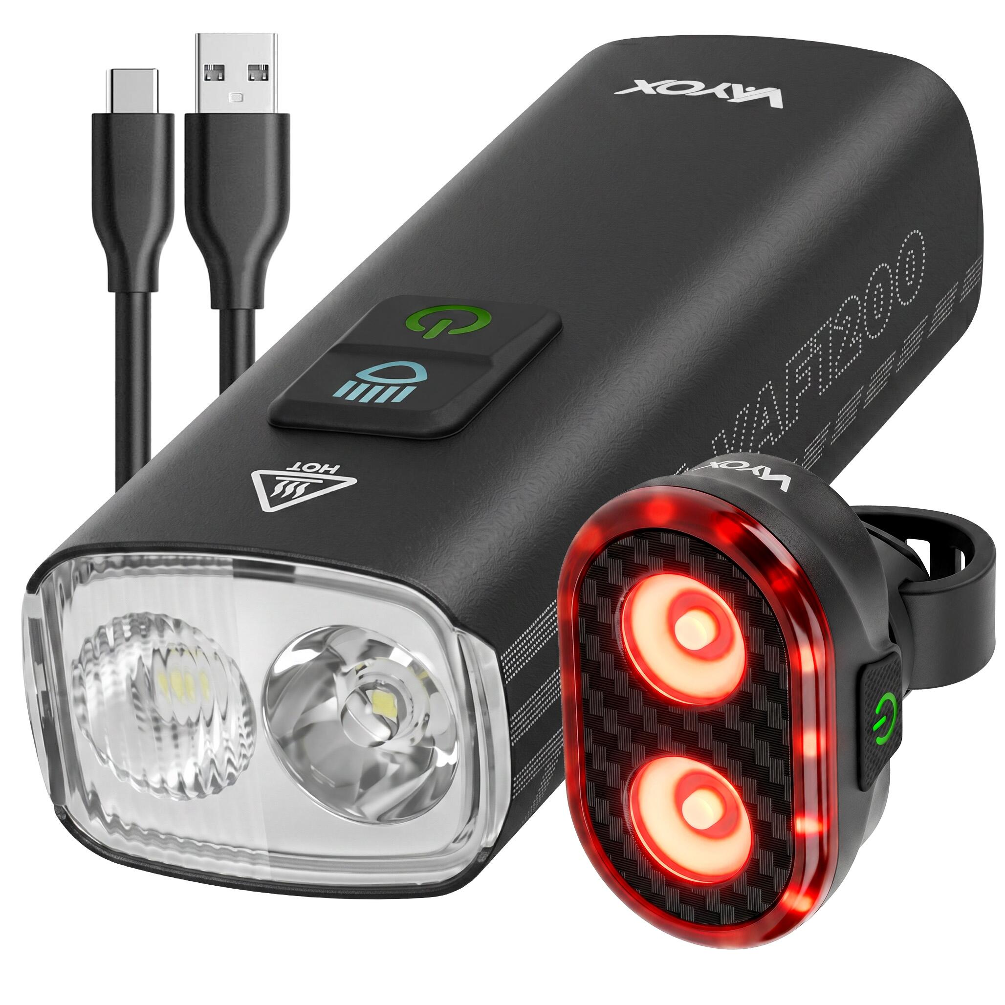 Zestaw lampek rowerowych przednia i tylna Vayox VAF1200 + VAR200 USB-C