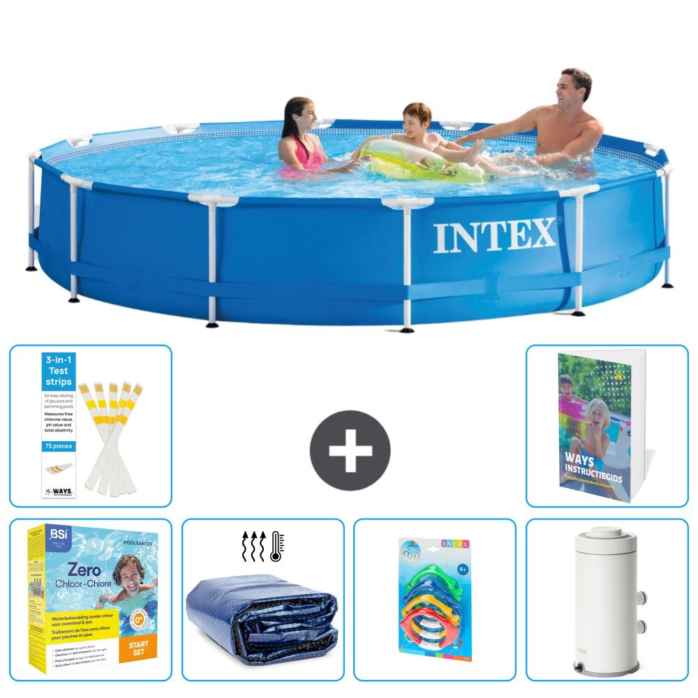 INTEX Basen ze stelażem Okrągły - 366x76 cm - 7-częściowy S7