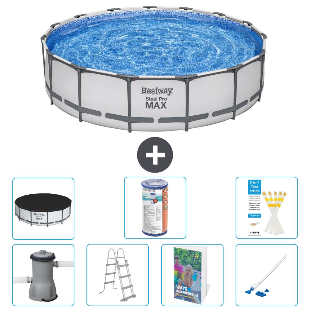 BESTWAY Basen Steel Pro MAX Okrągły - 457x122 cm - 8-częściowy S549