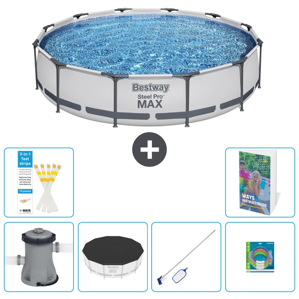 BESTWAY Basen Steel Pro MAX Okrągły - 366x76 cm - 7-częściowy S299