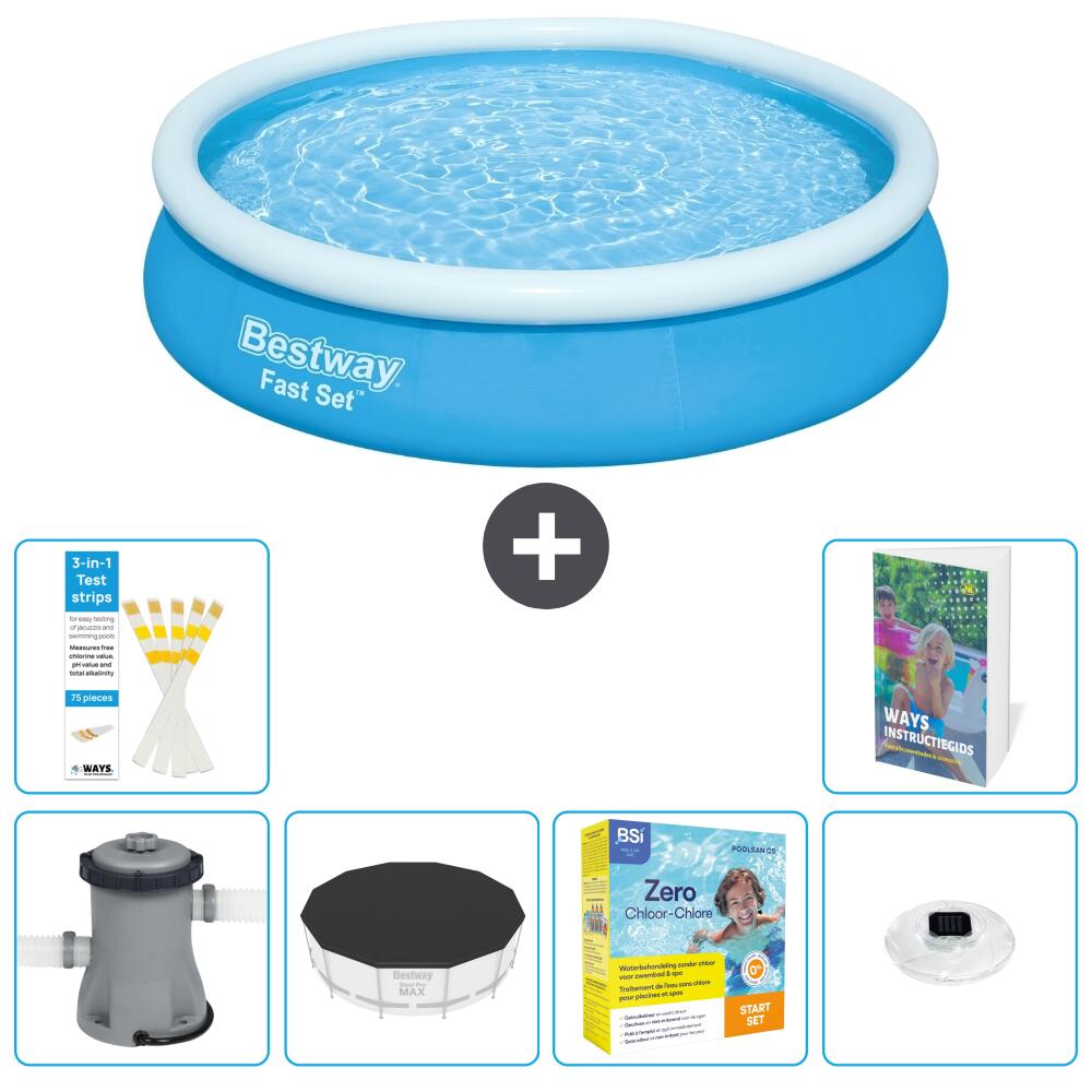 BESTWAY Basen Fast Set Okrągły - 366x76 cm - 7-częściowy S178