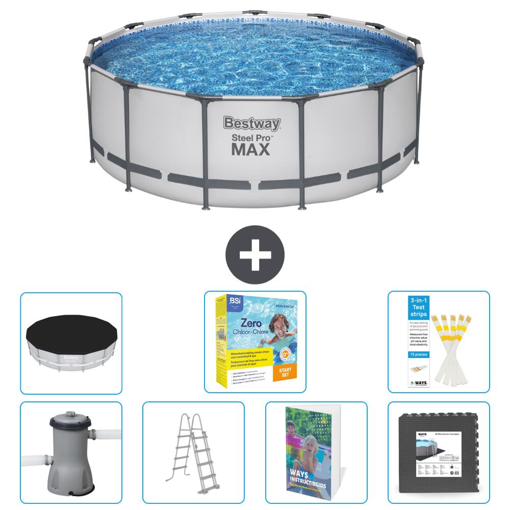 BESTWAY Basen Steel Pro MAX Okrągły - 427x84 cm - 8-częściowy S607