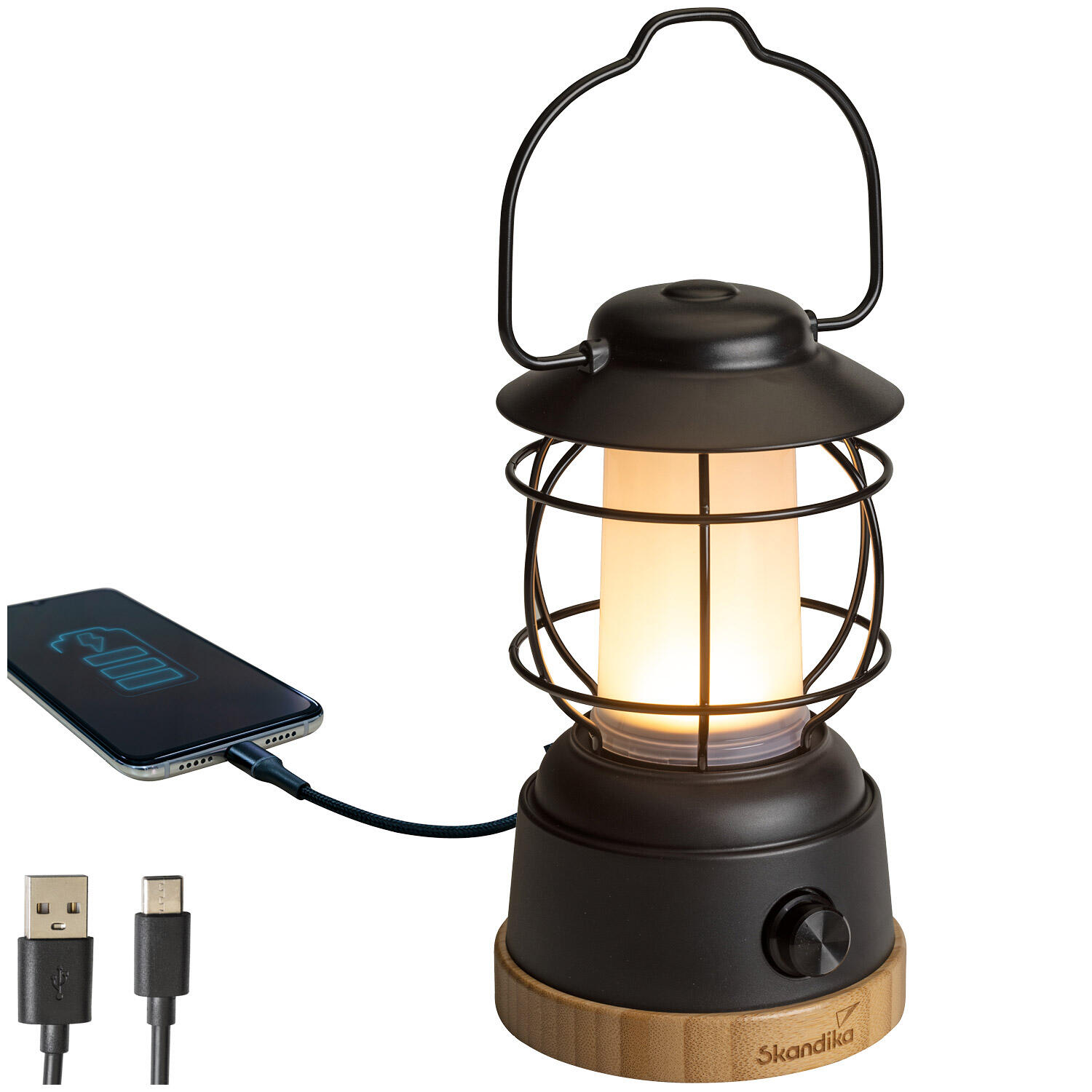 Lampa kempingowa LED Kiruna Jord, czarna, z powerbankiem