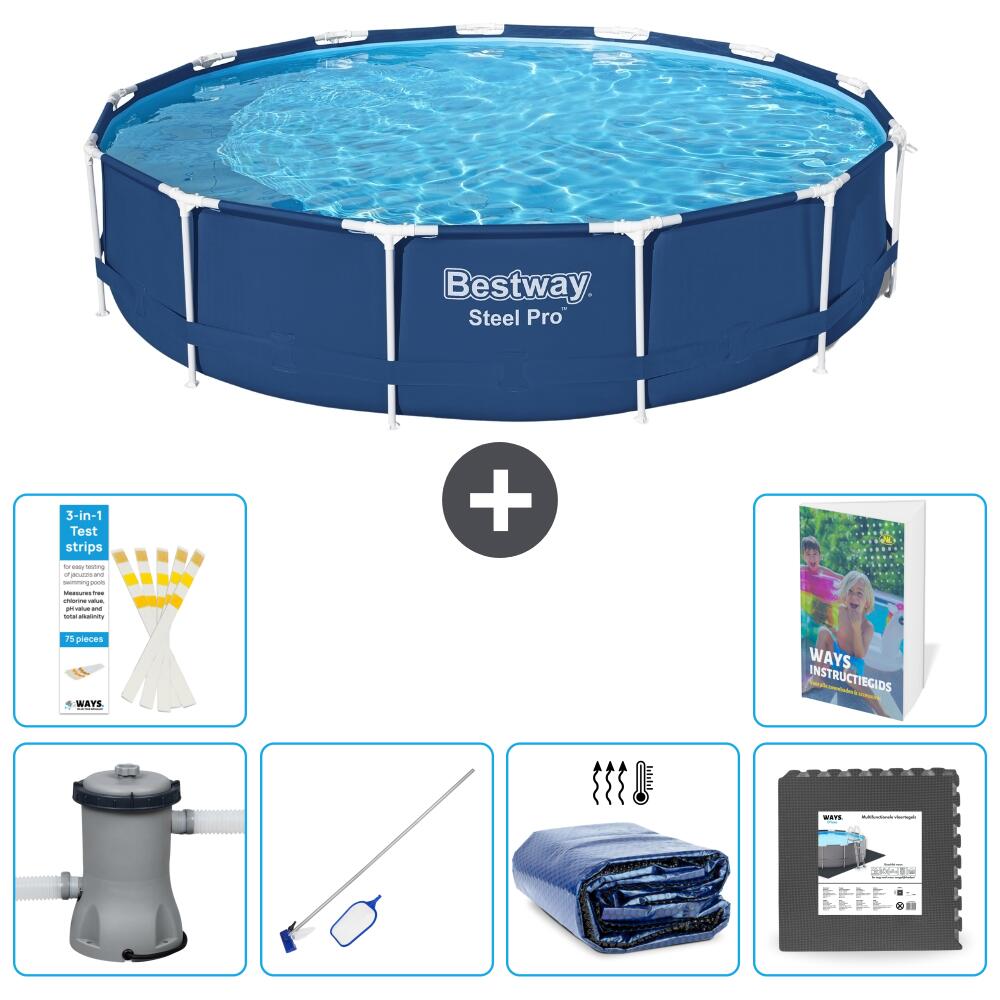 BESTWAY Basen Steel Pro Okrągły - 396x84 cm - 7-częściowy S217