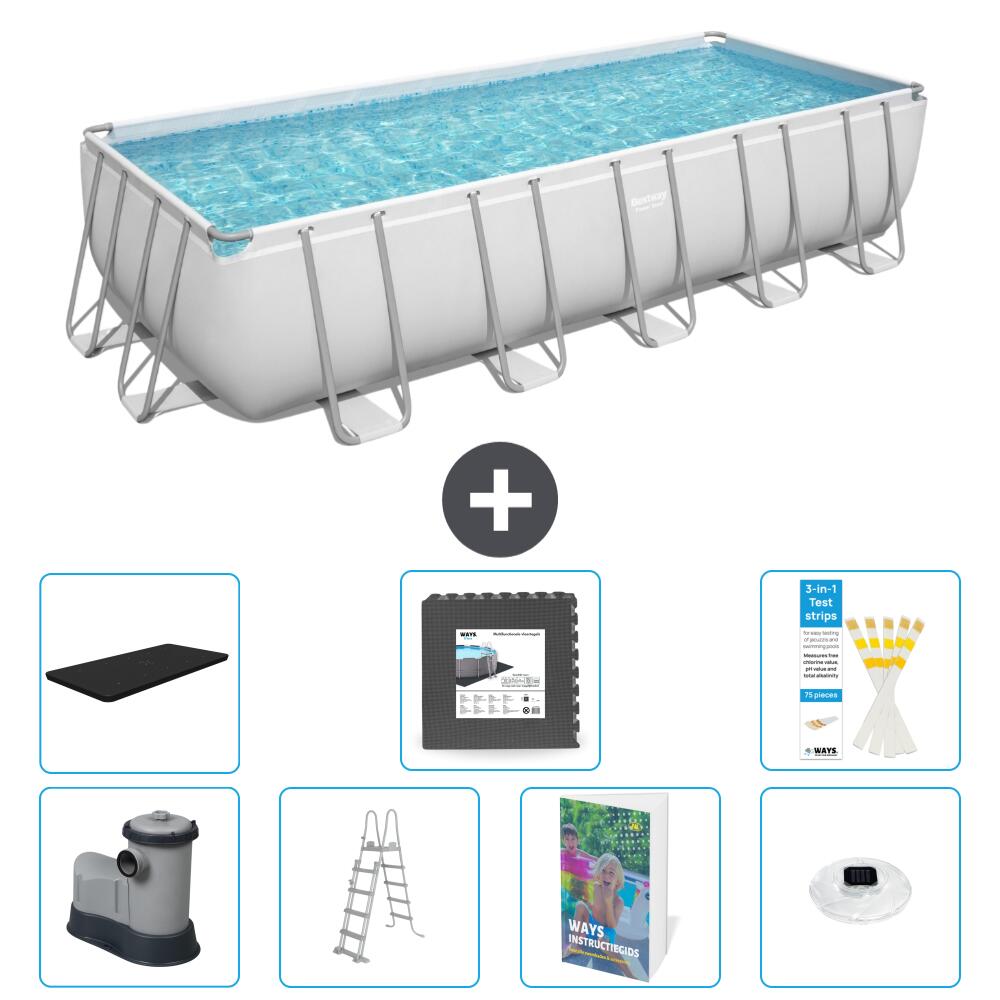 BESTWAY Basen Power Steel Prostokątny - 640x274x132 cm - 8-częściowy S608