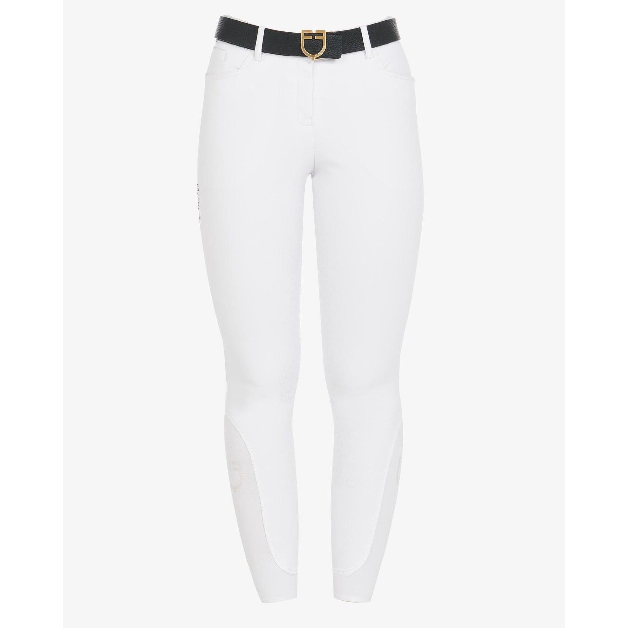 Equestro Dames Zomer Rijbroek Zenda Knie Grip Wit -