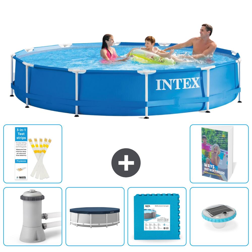 INTEX Basen ze stelażem Okrągły - 366x76 cm - 7-częściowy S348