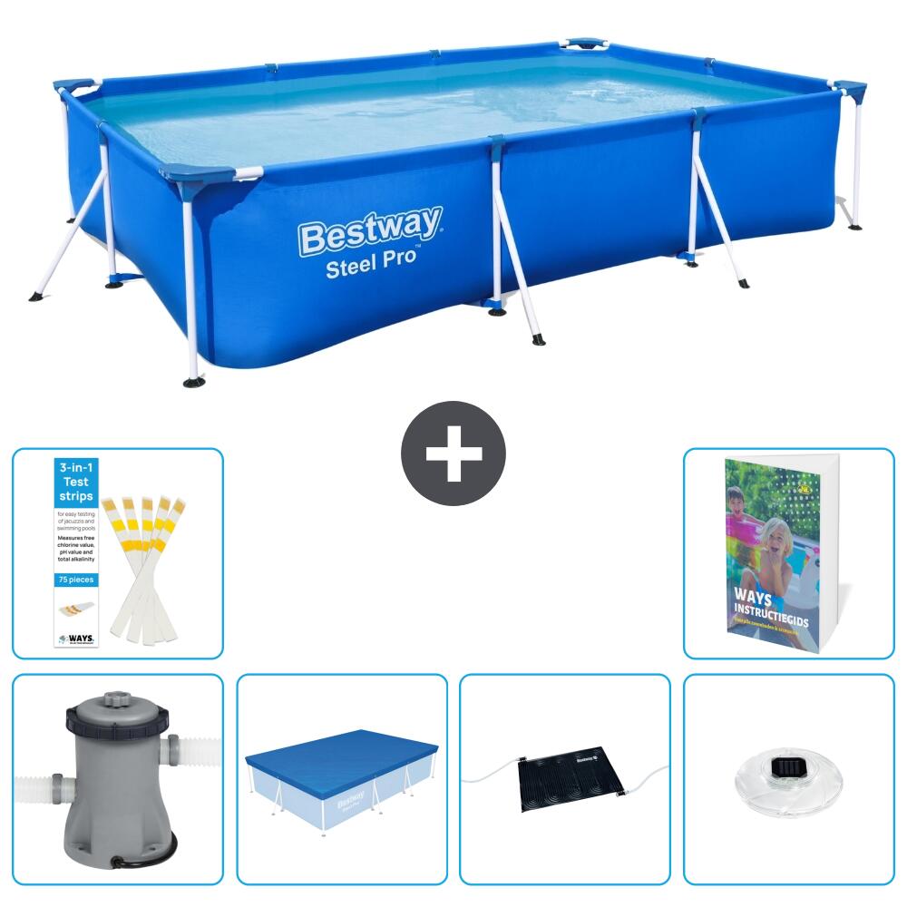 BESTWAY Basen Steel Pro Prostokątny - 300x201x66 cm - 7-częściowy S328