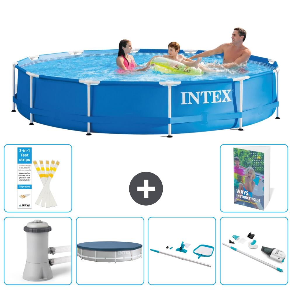 INTEX Basen ze stelażem Okrągły - 366x76 cm - 7-częściowy S257