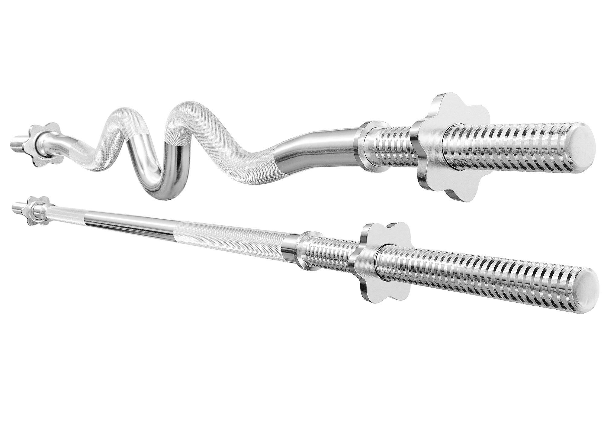 Zestaw gryfów do treningu siłowego Hop-Sport 167cm + 120cm mocno łamany
