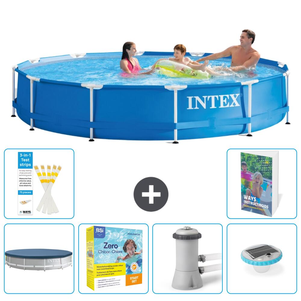 INTEX Basen ze stelażem Okrągły - 366x76 cm - 7-częściowy S4