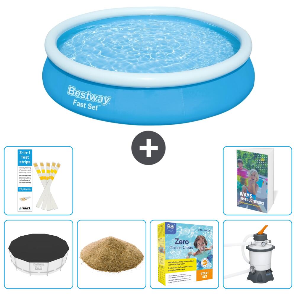BESTWAY Basen Fast Set Okrągły - 366x76 cm - 7-częściowy S170