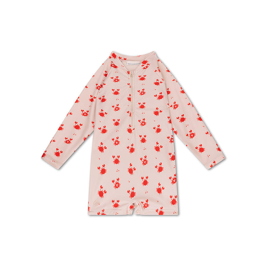 Strój kąpielowy Swim Essentials Uv dla chłopców – beżowy/czerwony – krabowy