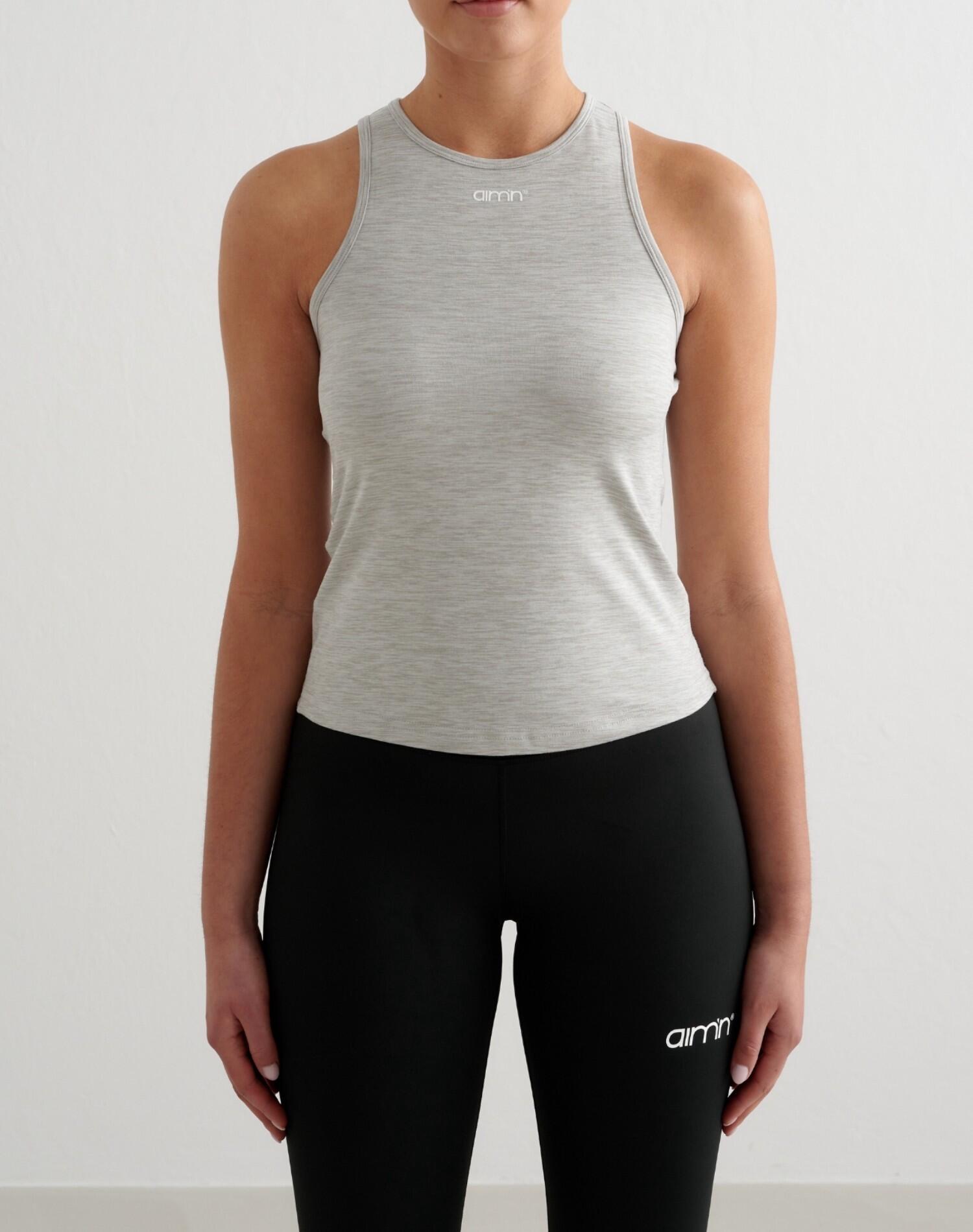 Damski top treningowy ultramiękki, szybkoschnący Soft Basic szary melanż