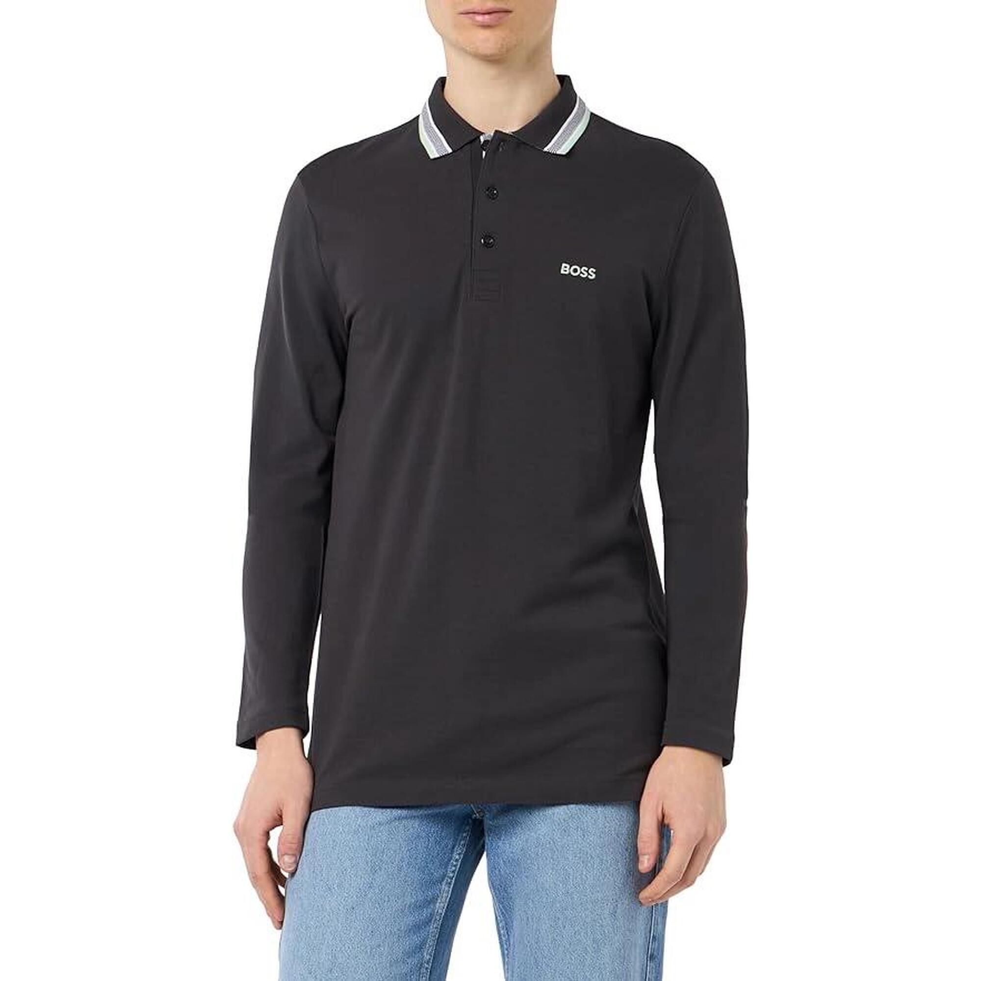 Longsleeve Polo męskie BOSS Plisy Charcoal regular fit szara (50506191-016)