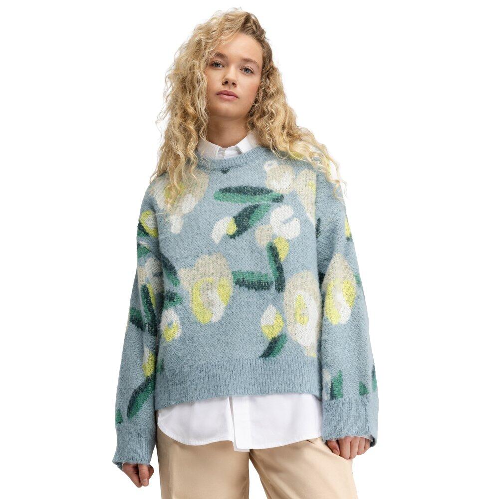 Damski sweter oversize z dzianiny Siroko Mainau-W Blue