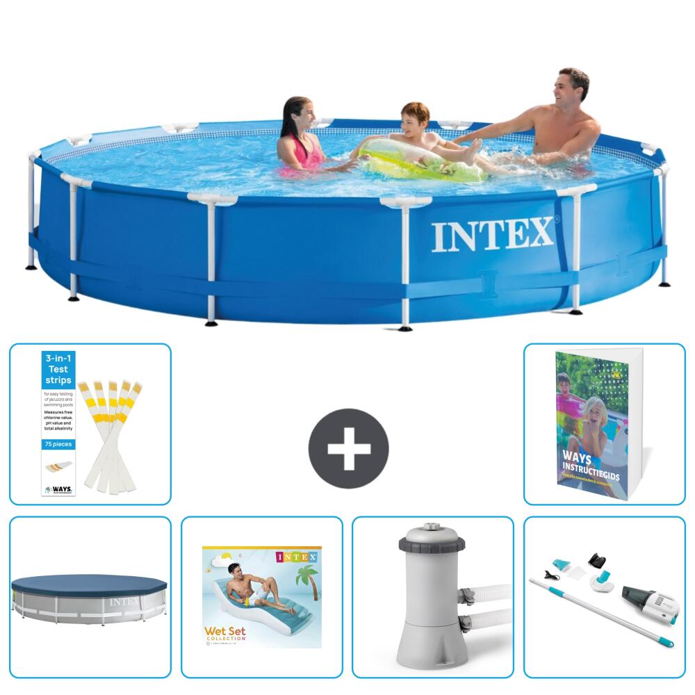 INTEX Basen ze stelażem Okrągły - 366x76 cm - 7-częściowy S62