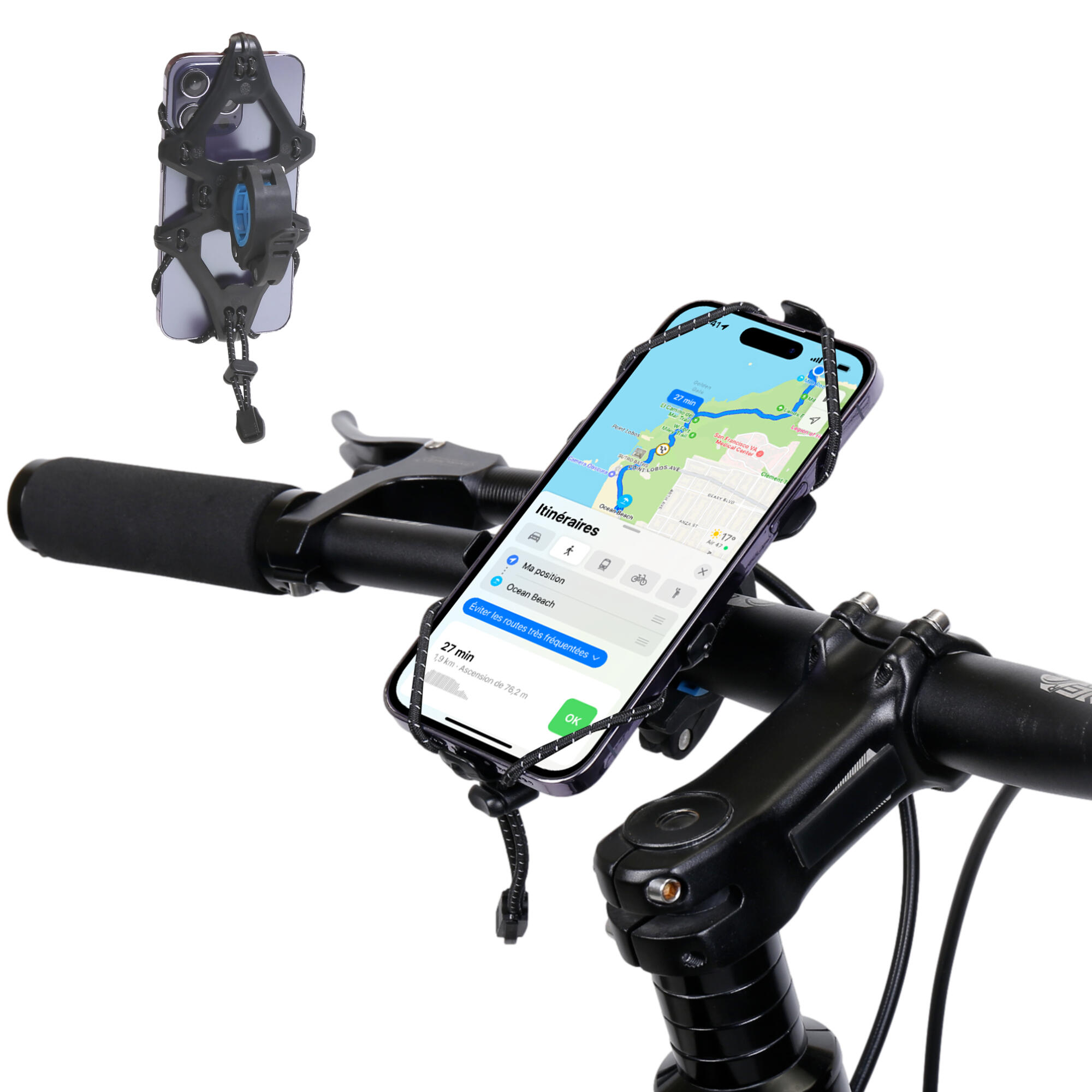 Uchwyt na smartfona rower hulajnoga motocykl gadista Czarny