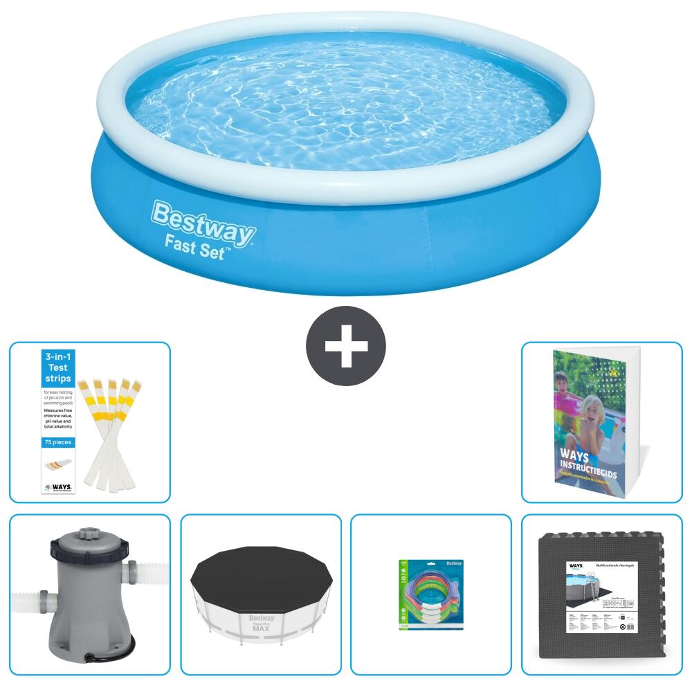 BESTWAY Basen Fast Set Okrągły - 366x76 cm - 7-częściowy S317