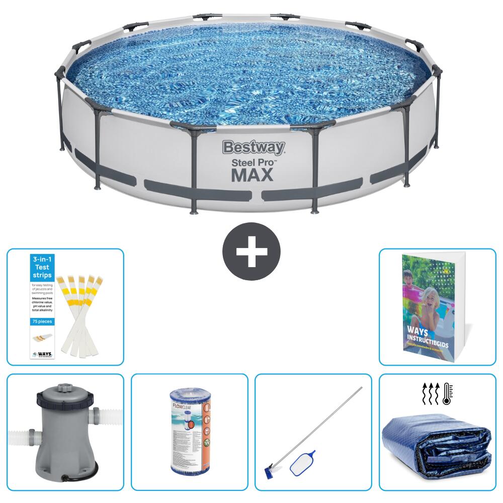 BESTWAY Basen Steel Pro MAX Okrągły - 366x76 cm - 7-częściowy S194