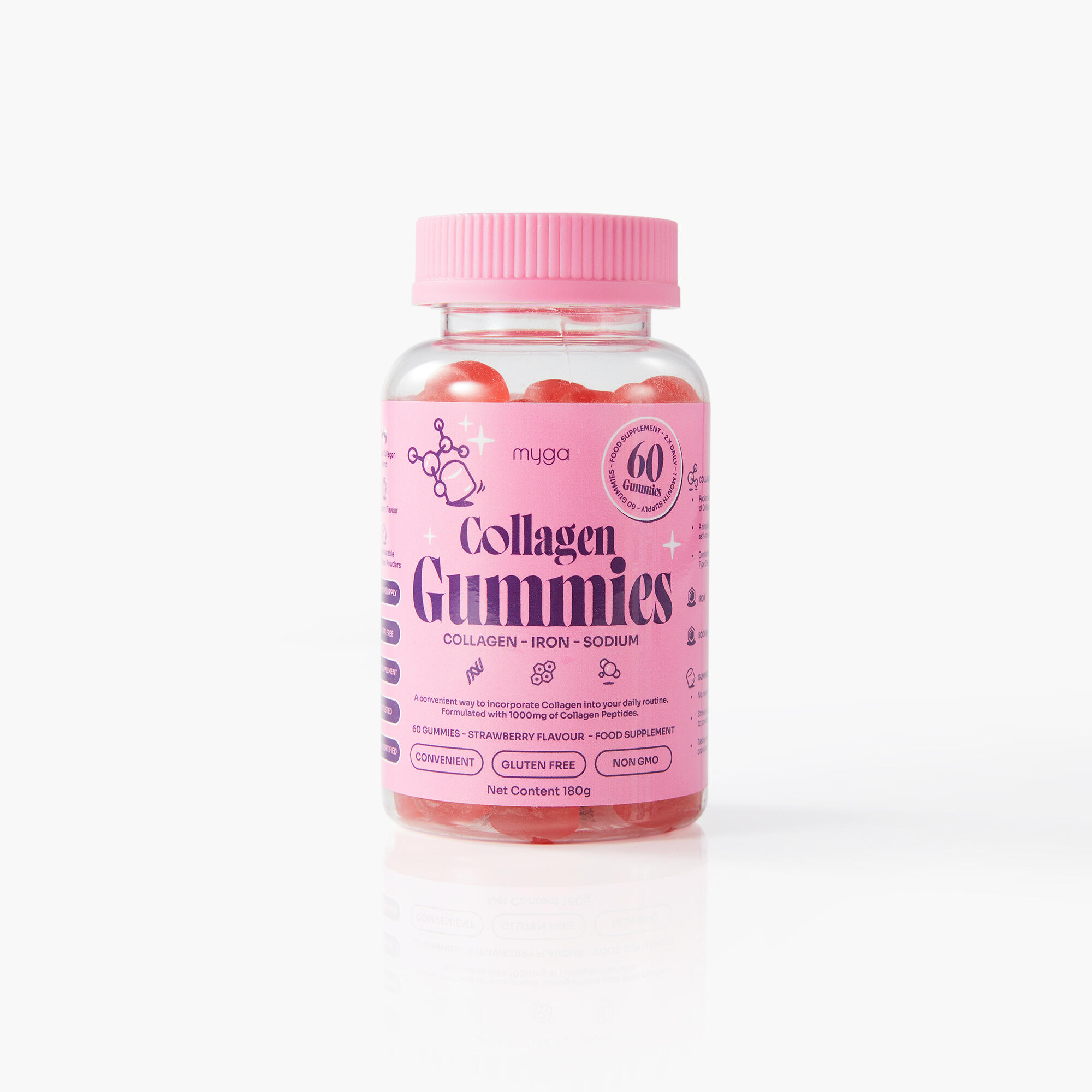 Żelki kolagenowe Myga Gummies Collagen 60 żelek Truskawkowe