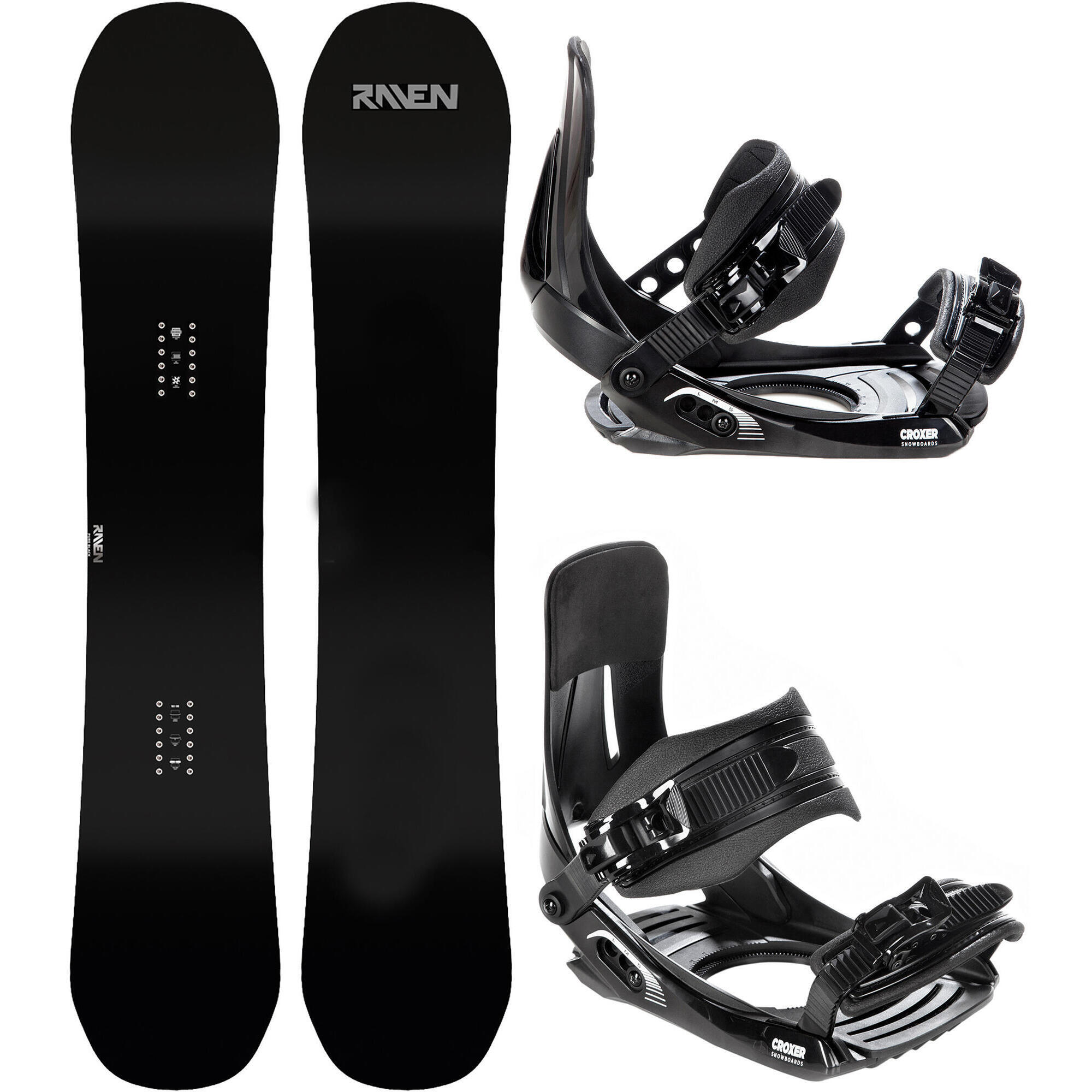 Zestaw Deska snowboardowa Raven Pure Black + wiązania Croxer MP180