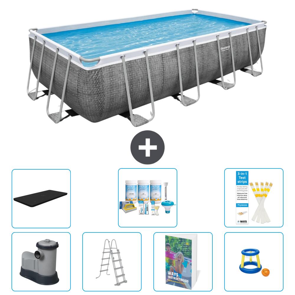 BESTWAY Basen Power Steel Prostokątny - 549x274x122 cm - 8-częściowy S548