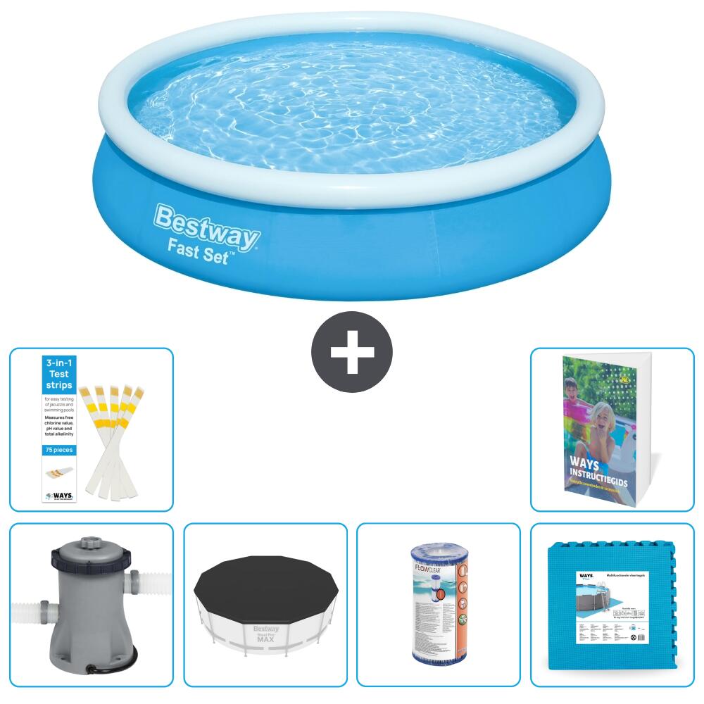 BESTWAY Basen Fast Set Okrągły - 366x76 cm - 7-częściowy S254