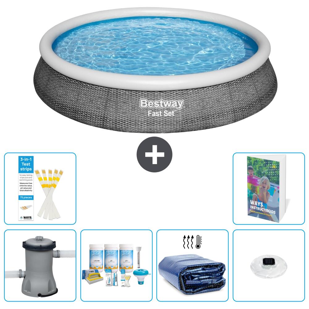 BESTWAY Basen Fast Set Okrągły - 396x84 cm - 7-częściowy S228