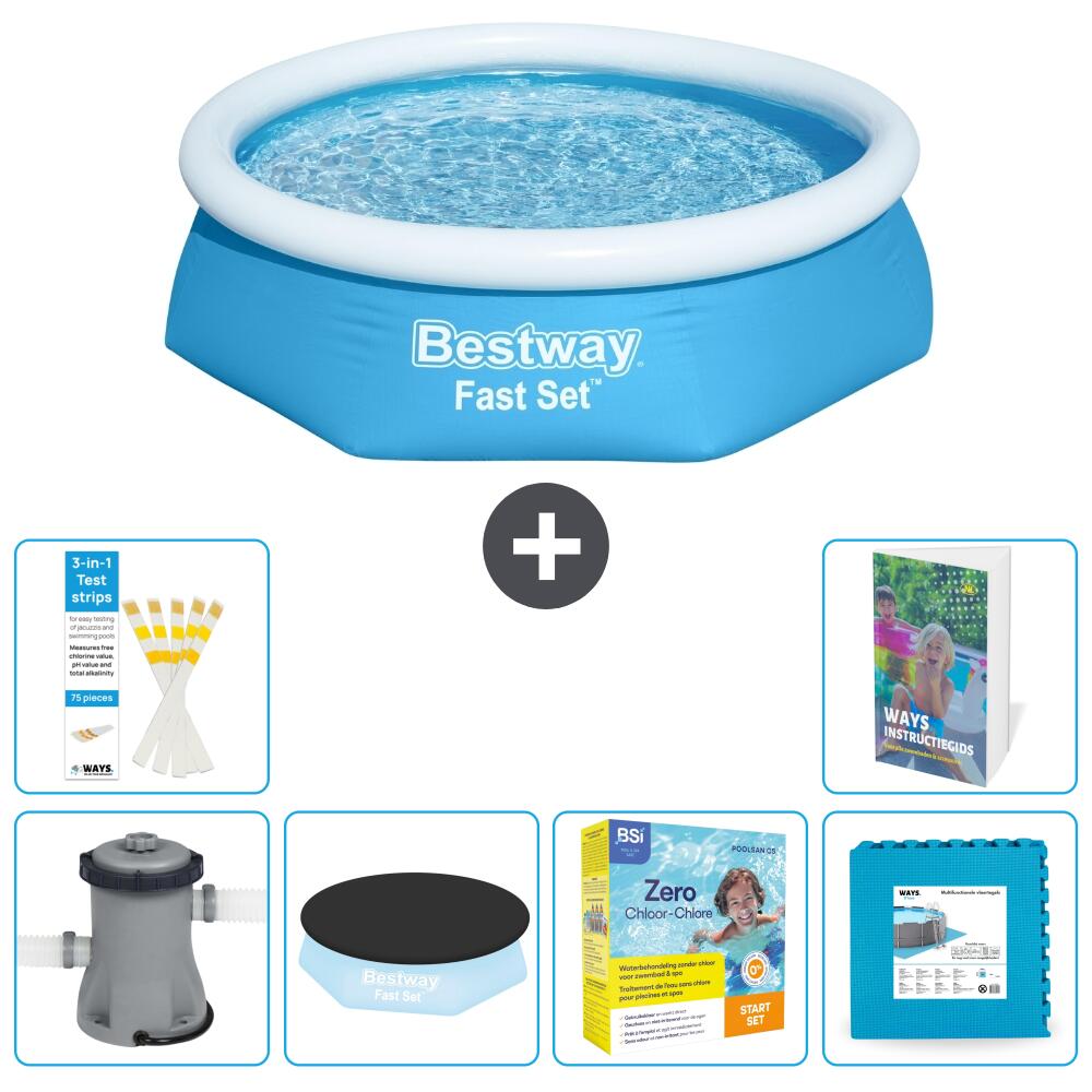 BESTWAY Basen Fast Set Okrągły - 244x61 cm - 7-częściowy S276