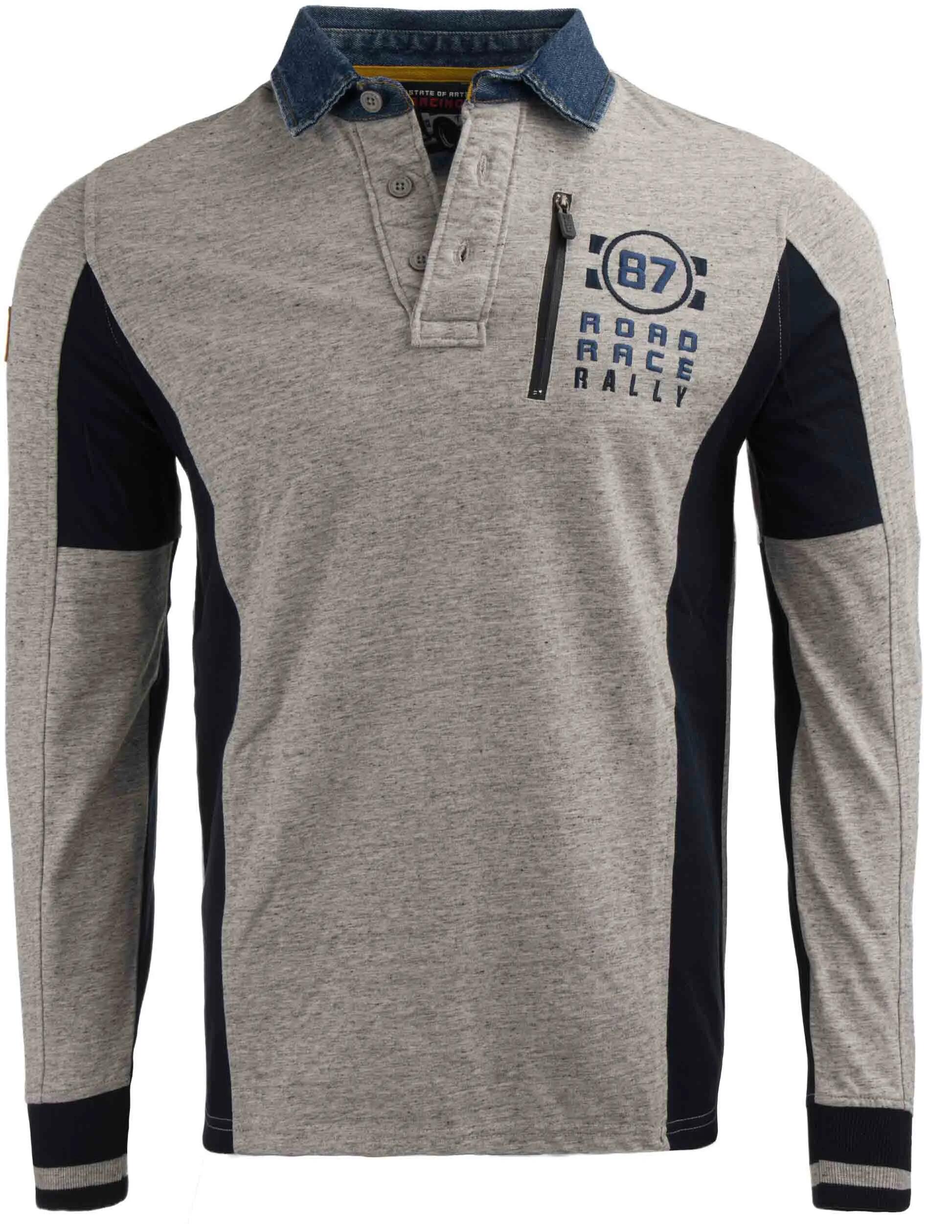 T-shirt męski State of Art Rugbyshirt Heavy Jersey szary z blokadą kolorów