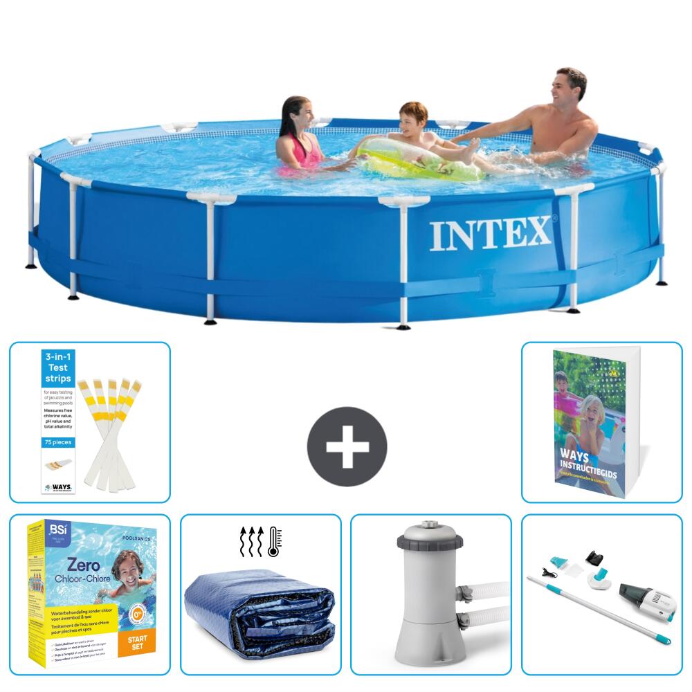 INTEX Basen ze stelażem Okrągły - 366x76 cm - 7-częściowy S39
