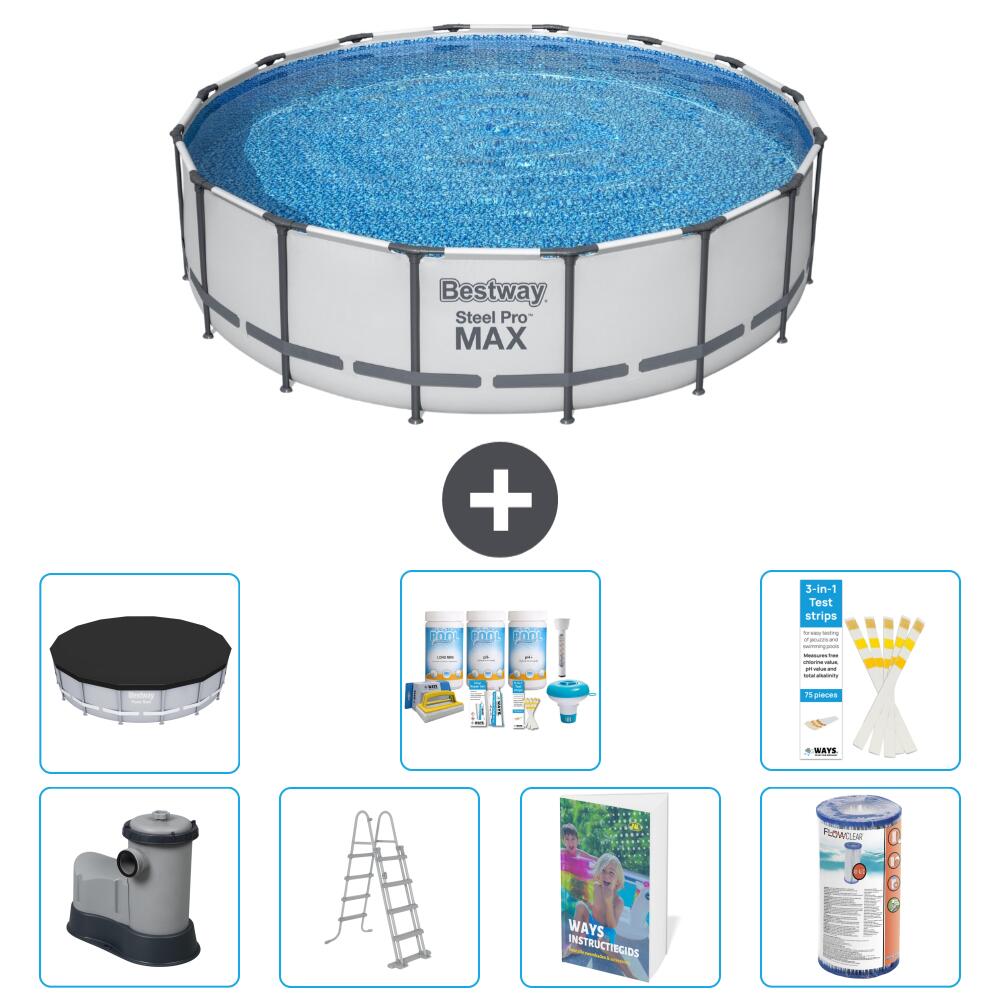 BESTWAY Basen Steel Pro MAX Okrągły - 488x122 cm - 8-częściowy S556