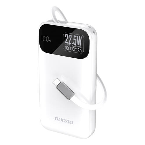 Powerbank Dudao K31 10000 mAh 22,5 W PD ze zintegrowanym kablem – biały