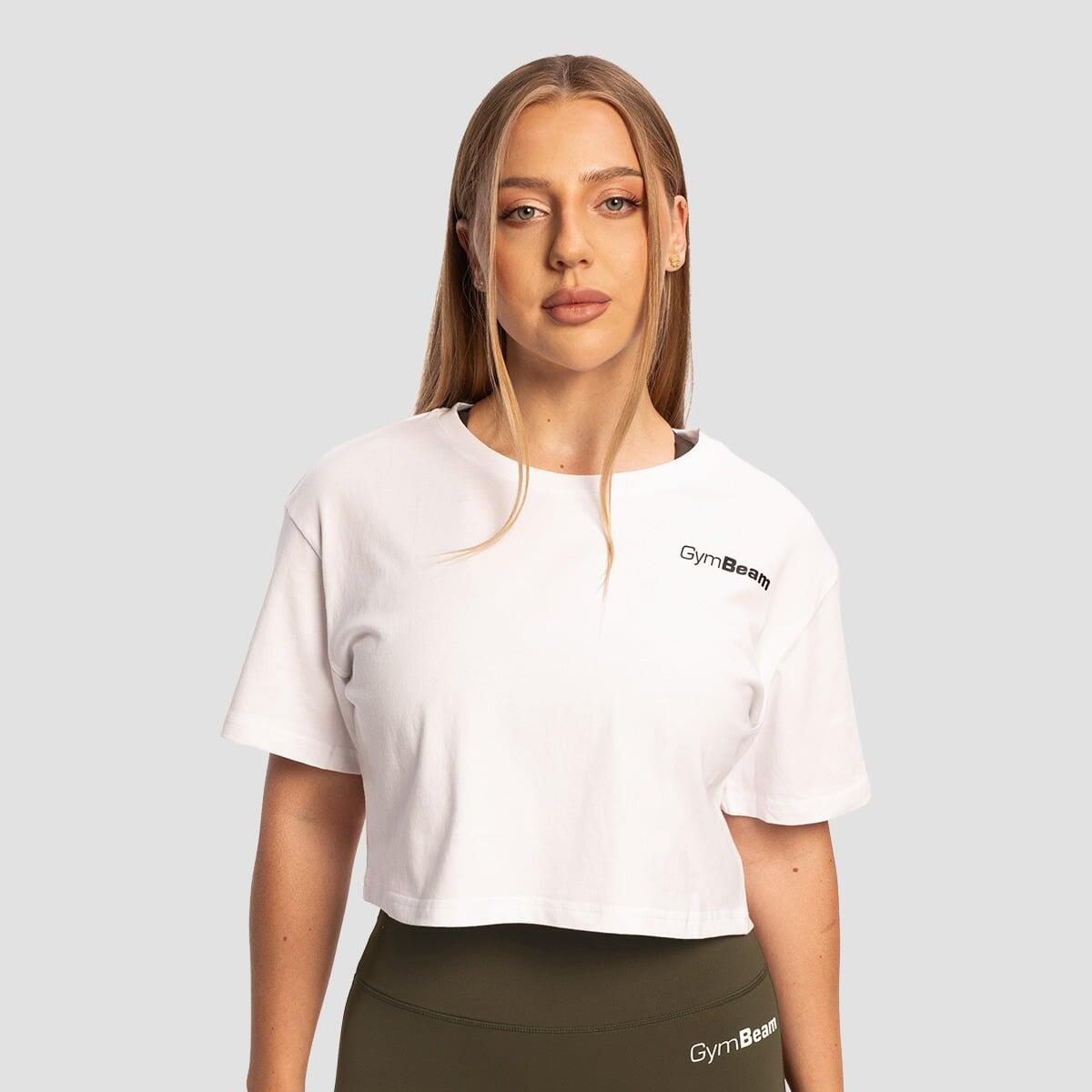 Koszulka damska fitness cropped bawełniana Limitless biała