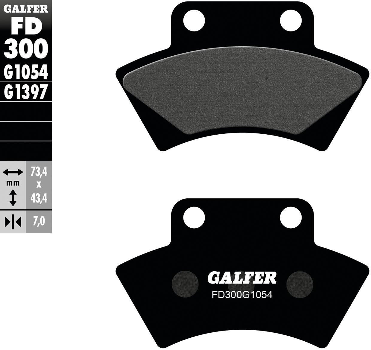 GALFER klocki hamulcowe FD300 (organiczne) 73,4 x 43,4 x 7,0 mm