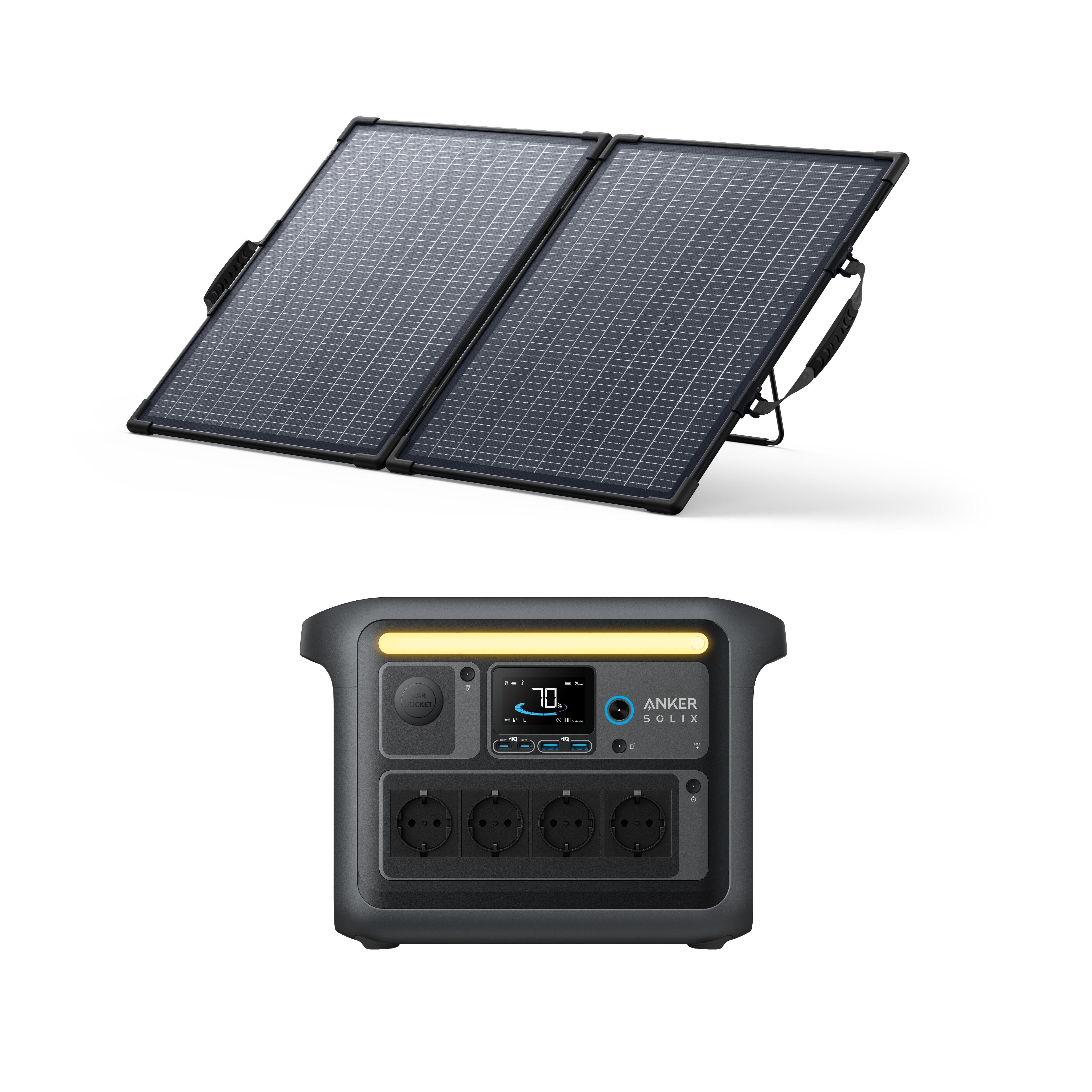 Zestaw stacja zasilania Anker SOLIX C1000X z bifacjalny panelem solarnym PS100