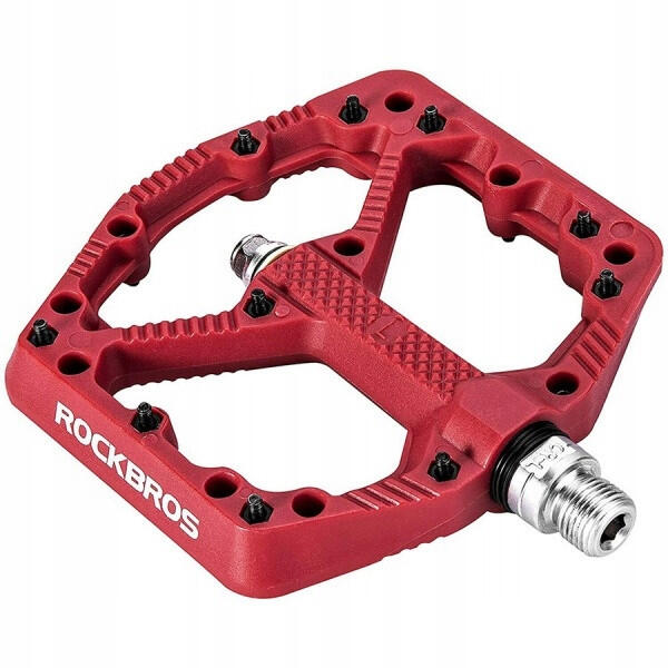 Pedały rowerowe nylonowe z pinami czerwone Rockbros 2021-12ARD