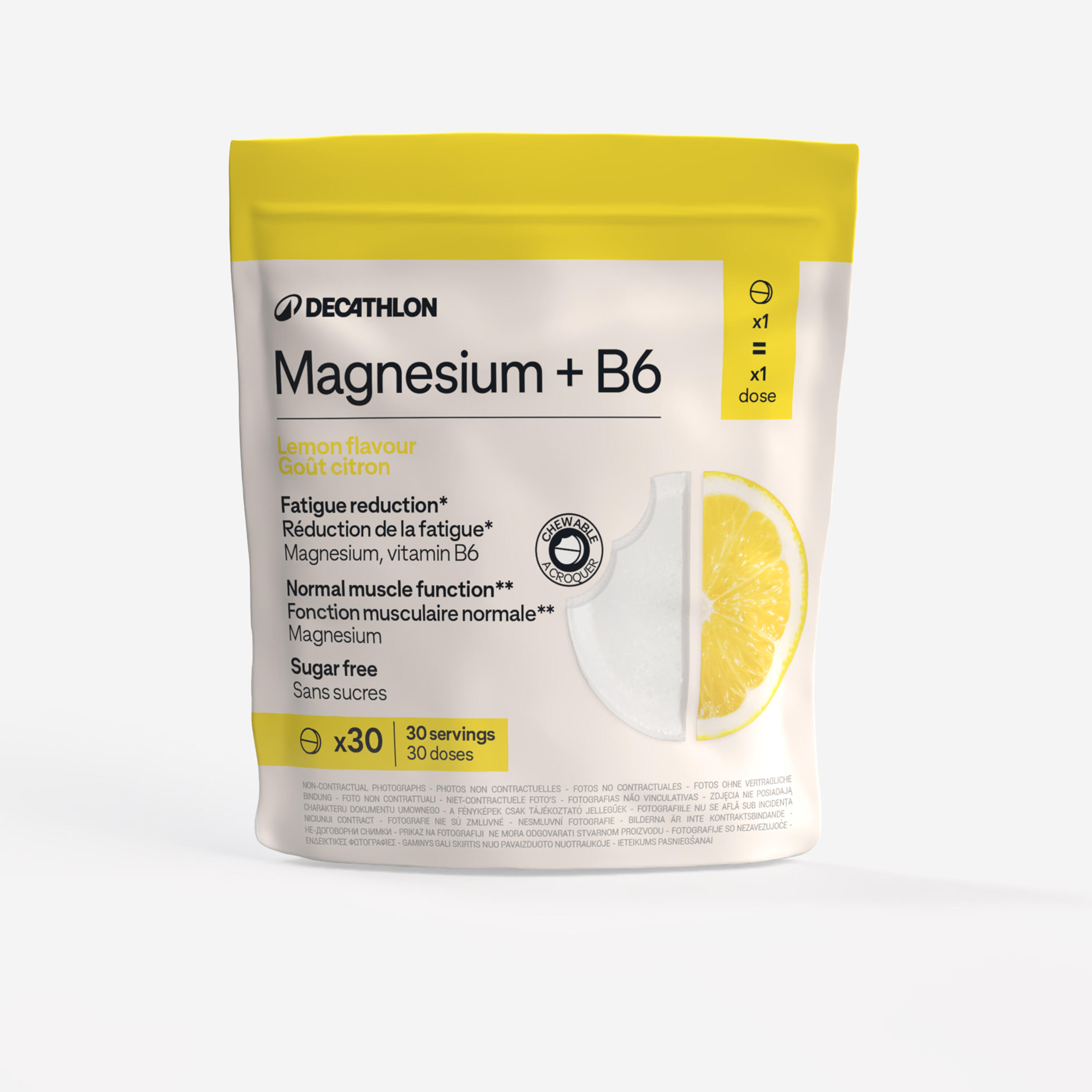 Magnez + B6 bez cukru, naturalny aromat cytrynowy, 30 tabletek