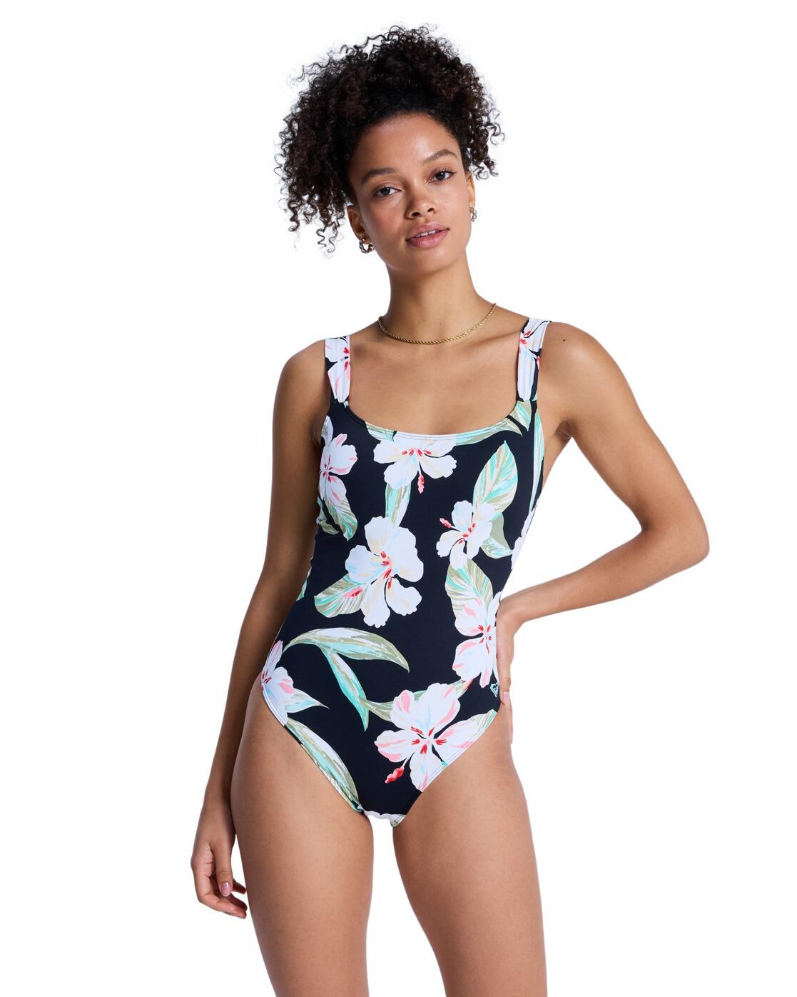 Jednoczęściowy strój kąpielowy dla Kobiety PRINTED ESSENTIALS Czarny