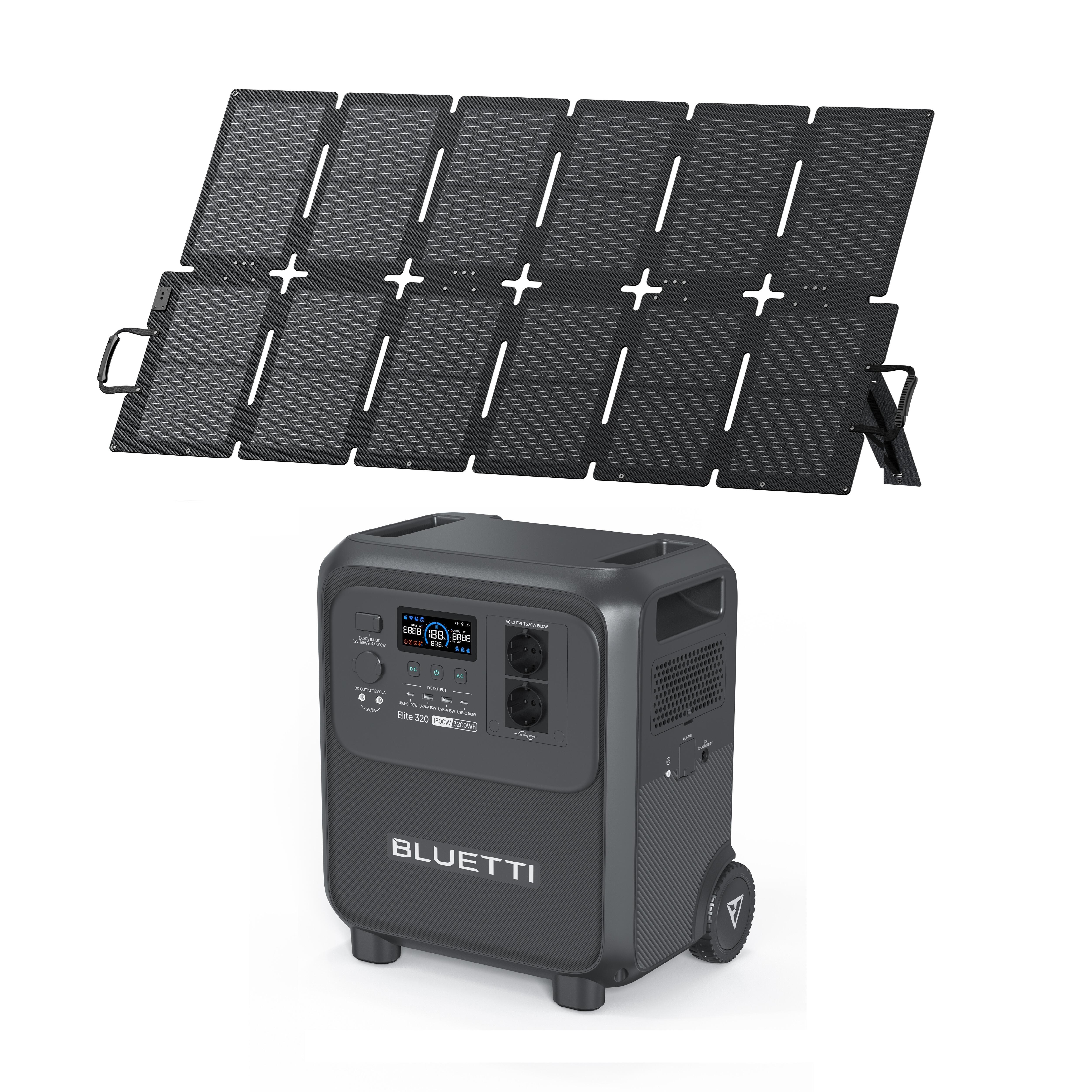 Zestaw stacja zasilania BLUETTI Elite 320 z panelem solarnym 220 W