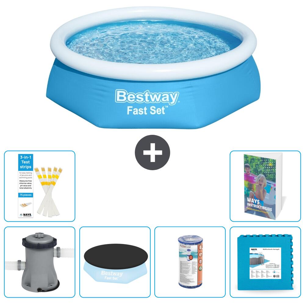 BESTWAY Basen Fast Set Okrągły - 244x61 cm - 7-częściowy S254