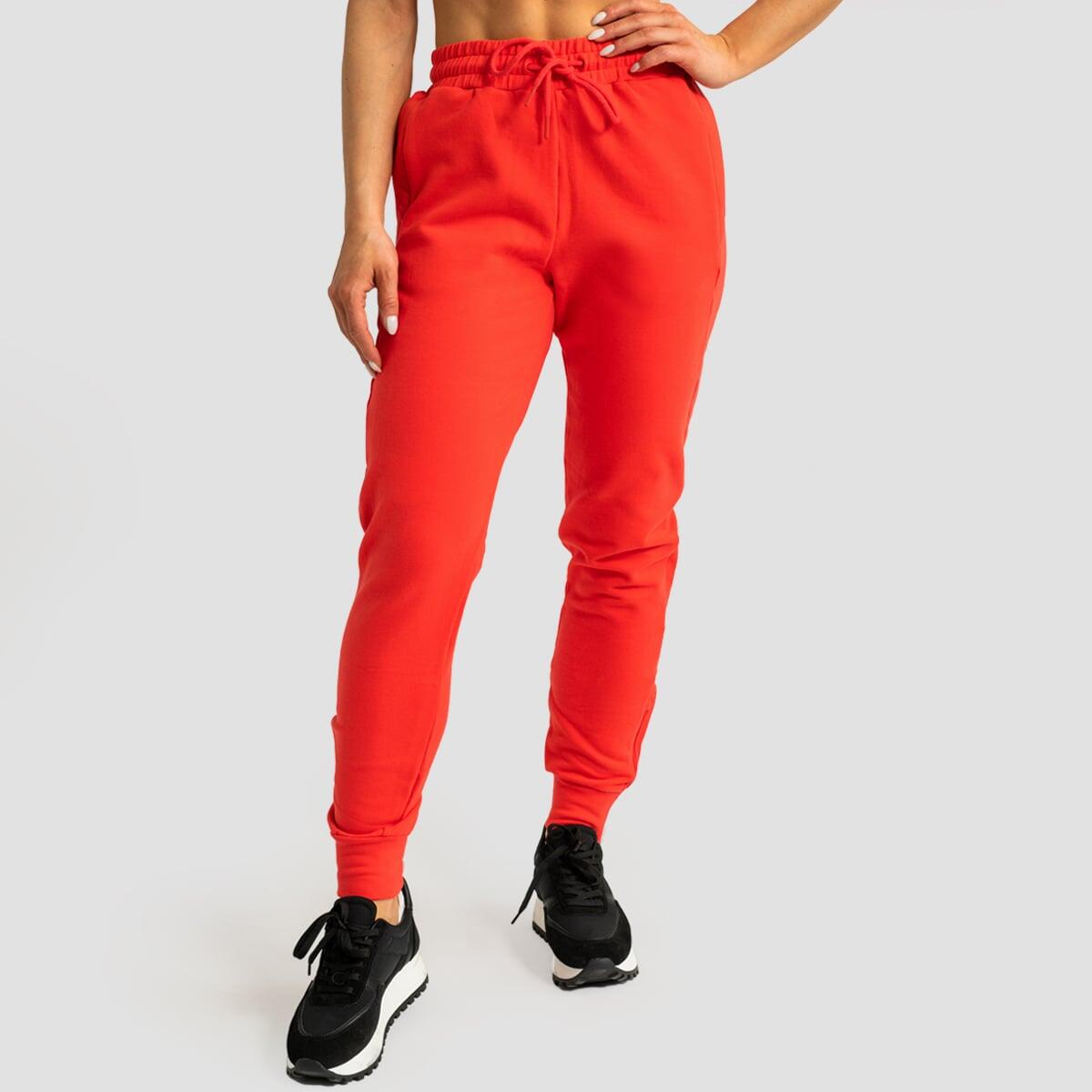 Joggery damskie fitness slim z zamkami czerwone Limitless