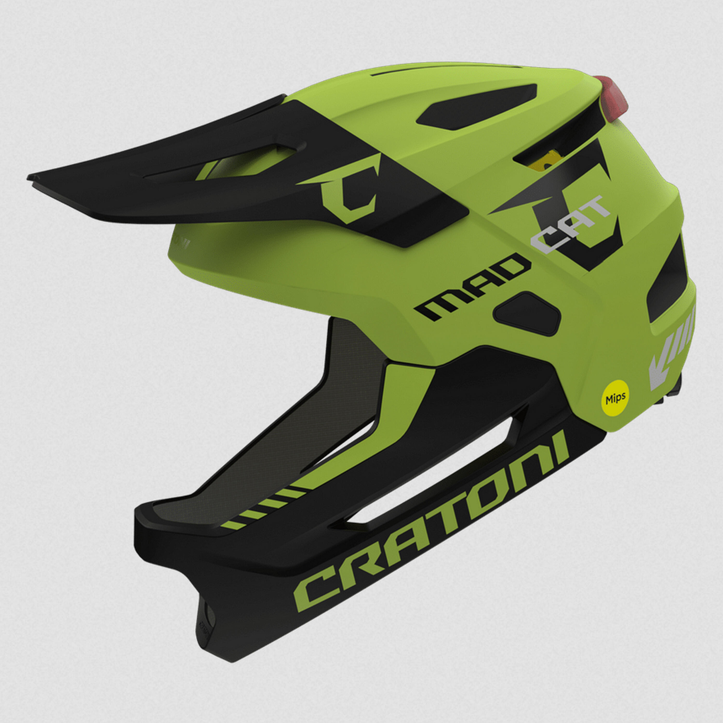 Kask dziecięcy/młodzieżowy MTB „Madcat Mips”, limonkowy